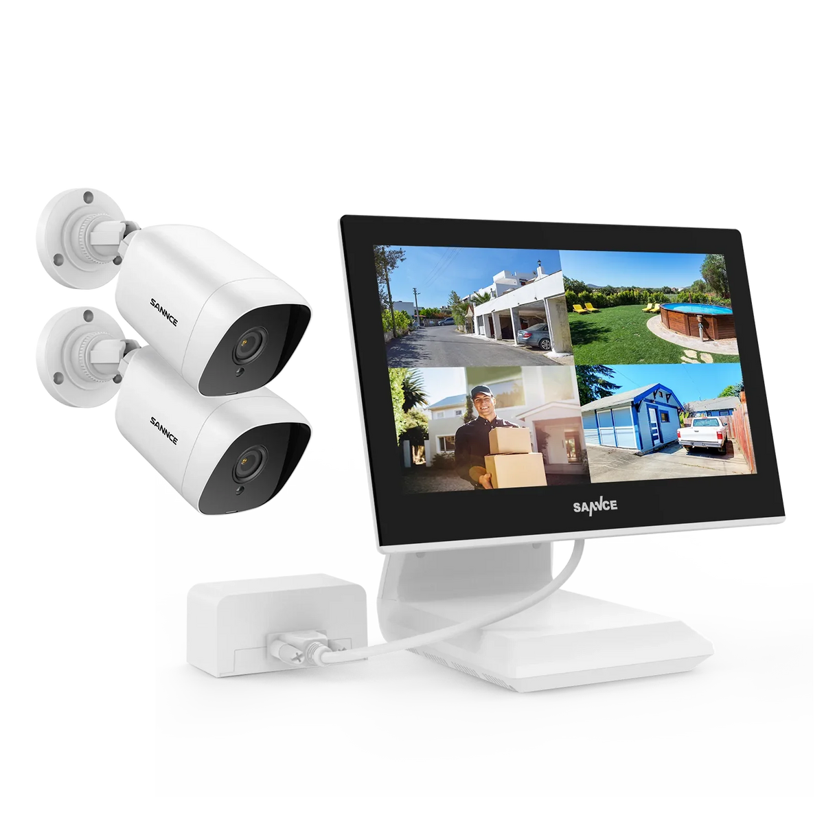 Système de vidéosurveillance extérieur - 2 Caméras 1080p 2MP IP66 + DVR 4CH avec Ecran LCD 10.1"