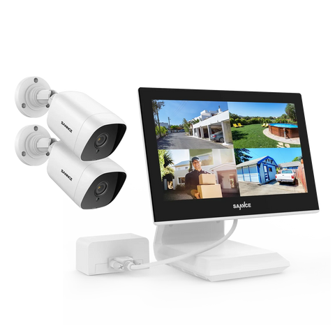 Système de vidéosurveillance extérieur - 2 Caméras 1080p 2MP IP66 + DVR 4CH avec Ecran LCD 10.1"