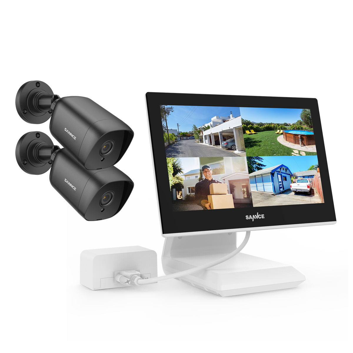 Système de vidéosurveillance extérieur - 2 Caméras 1080p 2MP IP66 + DVR 4CH avec Ecran LCD 10.1"