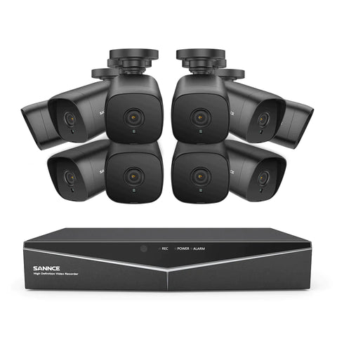1080p 16 canaux Système de sécurité câblé extérieur avec 10 caméras, détection intelligente de mouvement, vision nocturne infrarouge jusqu'à 100 pieds, résistant aux intempéries IP66