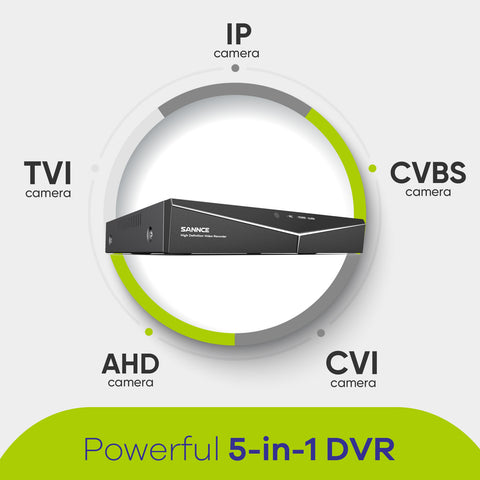 8 Canaux 5MP Hybride 5-en-1 CCTV Enregistreur Vidéo Numérique, DVR de Sécurité Filaire, Alertes de Mouvement, Prise en Charge des Caméras IP & Analogiques