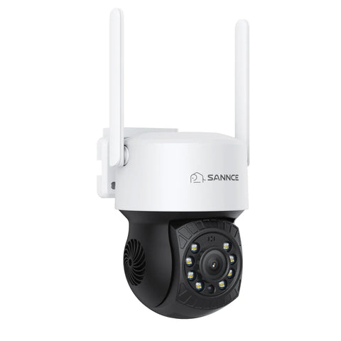 Caméra de sécurité dôme sans fil extérieure 2K 4MP, inclinaison panoramique, vision nocturne couleur, audio bidirectionnel, détection humaine intelligente par IA, prise en charge Alexa/Google Assistant
