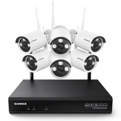 10 Canaux 5MP Système Caméra de Sécurité Sans Fil, NVR 8MP, 6 sans fil Caméra,  Audio Bidirectionnel, Étanche IP66, Détection Intelligente de l'IA Humaine, Compatible Avec Alexa & ONVIF