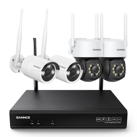 3MP 10-Channel Wireless CCTV PT & Bullet Camera System, 5MP NVR, Pan & Tilt WiFi IP Cameras, Audio Recording, AI Human Detection, Work With Alexa