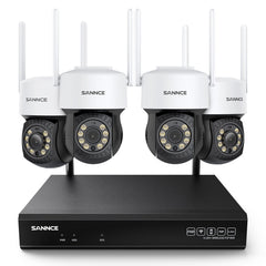 10 Canaux 5MP PT Système de Caméra Sécurité Sans Fil, NVR 8MP, 4 PT Caméra, Panoramique & Inclinaison, Audio Bidirectionnel, Étanche IP66, Détection Intelligente de l'IA Humaine, Compatible Avec Alexa