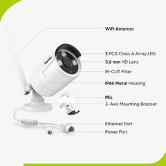 Certifié remis à neuf Kit caméra de surveillance sans fil avec enregistrement audio, 8MP 10CH NVR sans fil + 4x3MP 2K caméra de surveillance extérieure sans fil AI Human Detection IP66 étanche supporte Amazon Alexa
