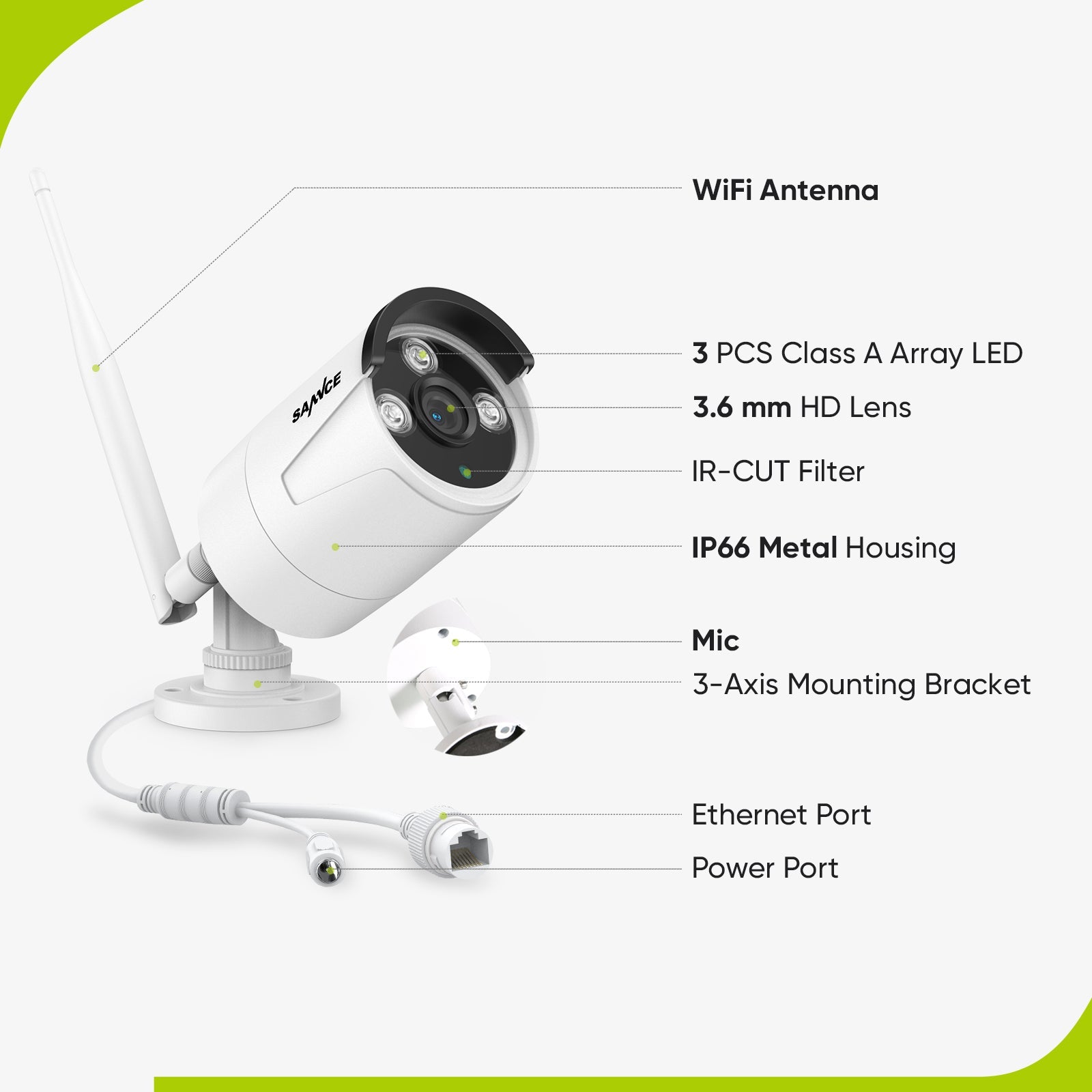 Kit caméra de surveillance sans fil avec enregistrement audio, 5MP 10CH NVR  sans fil + 8x3MP 2K caméra de surveillance extérieure sans fil AI Human