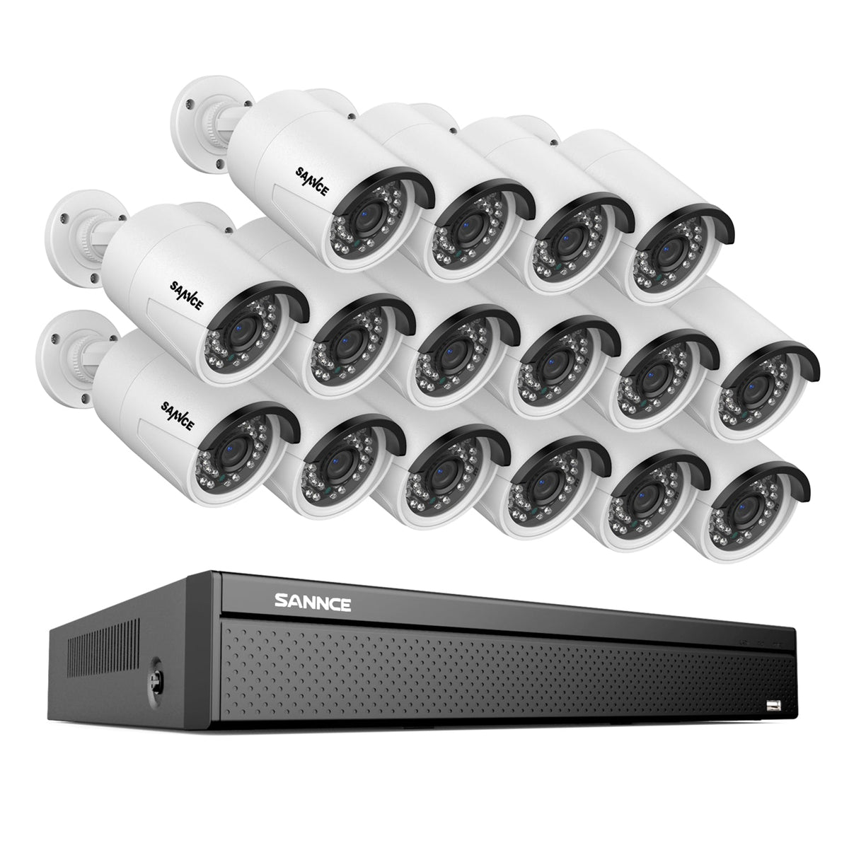 16 canaux 5MP PoE Système de caméras de sécurité , 4K NVR & 5MP caméras  IP PoE extérieures , Compatible ONVIF, H.265, enregistrement audio, détection humaine/vehicule