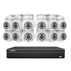 16 canaux 4K PoE PTZ Système de caméras de sécurité, 8MP caméras IP PoE extérieures , Pan & Tilt, NVR compatible ONVIF, audio bidirectionnel, détection intelligente humaine/vehicule