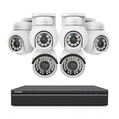 PoE PT 8 Canaux 4K Système de Caméra de Sécurité , 4 Caméras IP Panoramique et 2 Inclinaison 8MP, Alertes Intelligentes Personne/Véhicule, Audio Bidirectionnel, Compatible ONVIF
