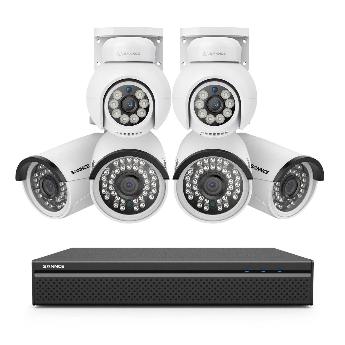PoE PT 8 Canaux 4K Système de Caméra de Sécurité , 2 Caméras IP Panoramique et 4 Inclinaison 8MP, Alertes Intelligentes Personne/Véhicule, Audio Bidirectionnel, Compatible ONVIF