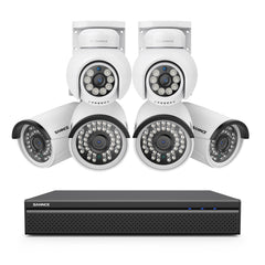 PoE PT 8 Canaux 4K Système de Caméra de Sécurité , 2 Caméras IP Panoramique et 4 Inclinaison 8MP, Alertes Intelligentes Personne/Véhicule, Audio Bidirectionnel, Compatible ONVIF