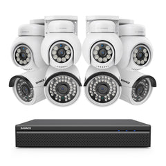 PoE PT 8 Canaux 4K Système de Caméra de Sécurité , 4 Caméras IP Panoramique et 4 Inclinaison 8MP, Alertes Intelligentes Personne/Véhicule, Audio Bidirectionnel, Compatible ONVIF